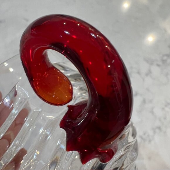 7 Duncan & Miller Glass Caribbean Punch Cups, Clear with Red Handle, Wavy Design - Picture 9 of 12